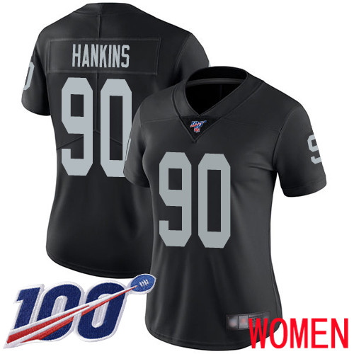 Oakland Raiders Limited Black Women Johnathan Hankins Home Jersey NFL Football #90 100th Jersey->women nfl jersey->Women Jersey